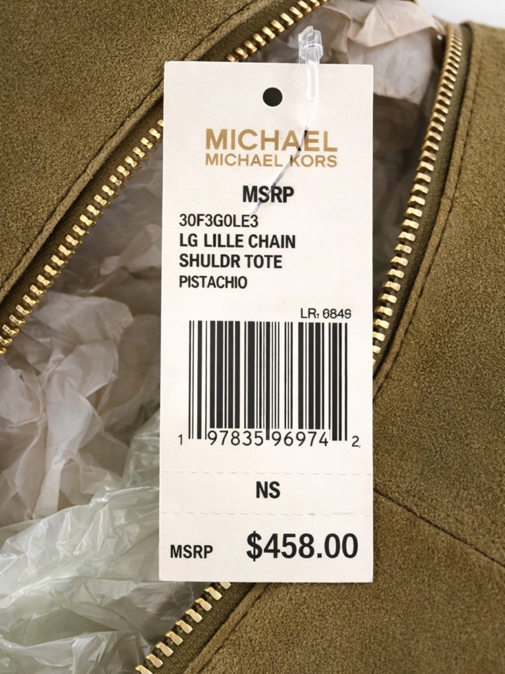 Michael Kors Lillie Large Chain Tote Luggage Buttery Suede NWOT Rare - Picture 5 of 5